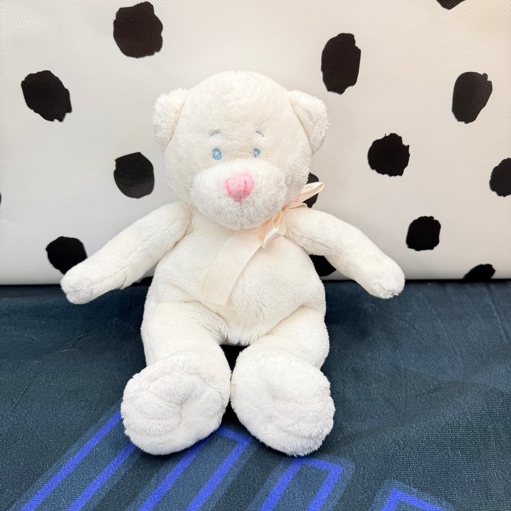 Baby Ganz Marshmallow Teddy Bear Baby Girl White Soft Plush Ribbon BG380